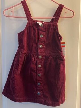 Girls' Corduroy Sleeveless Skirtall Coverall Overall Dress Maroon size 4/5